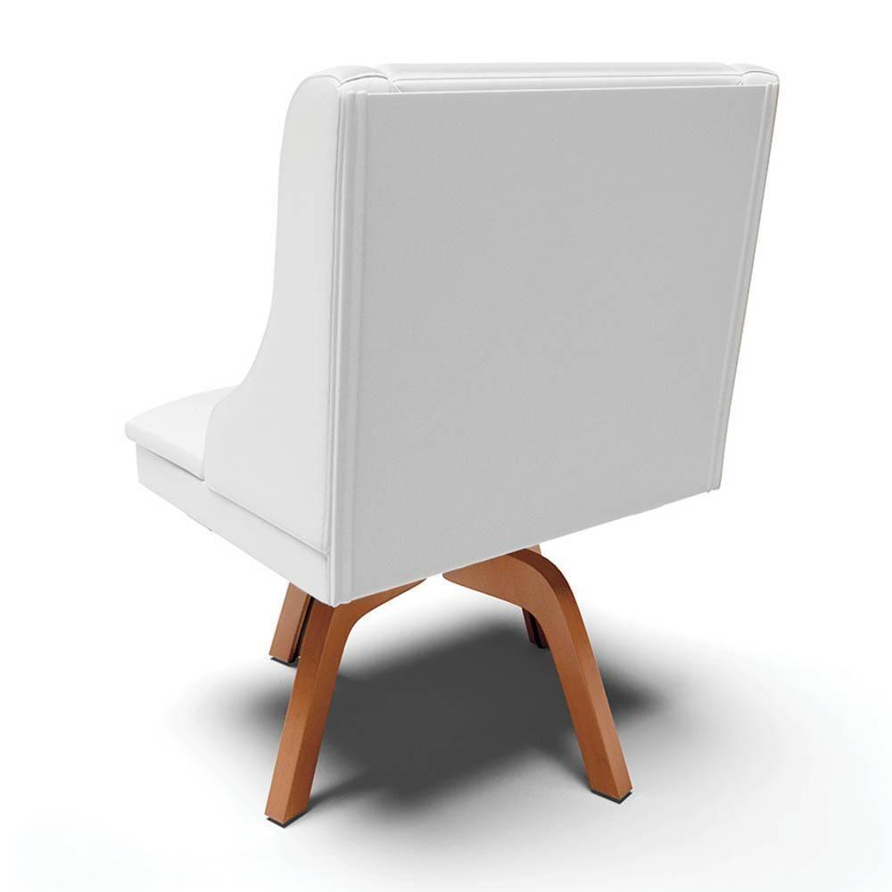 Kit 2 Cadeiras Estofadas Para Sala De Jantar Base Giratória De Madeira Lia Sintético Branco - Ibiza - 6