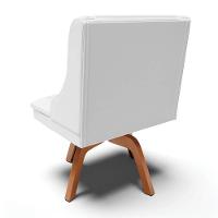 Kit 2 Cadeiras Estofadas Para Sala De Jantar Base Giratória De Madeira Lia Sintético Branco - Ibiza - 6