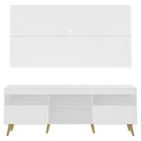 Rack Com Painel Tv 65" Retrô Flórida Multimóveis V3133 Branco/Natural Branco/Natural - 3