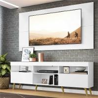 Rack Com Painel Tv 65" Retrô Flórida Multimóveis V3133 Branco/Natural Branco/Natural - 8