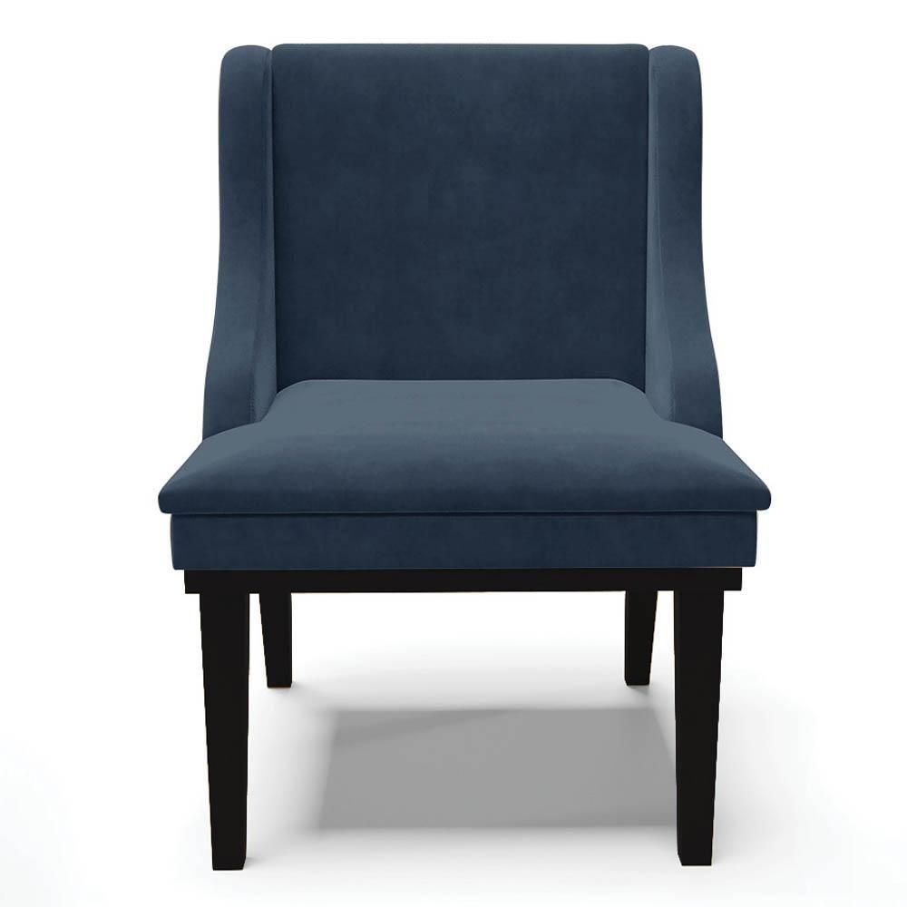 Kit 2 Cadeiras Estofadas Para Sala De Jantar Base Fixa De Madeira Preto Lia Suede Azul Marinho - Ibiza - 8