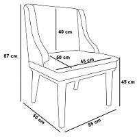 Kit 8 Cadeiras Estofadas Para Sala De Jantar Base Fixa De Madeira Preto Lia Suede Azul Marinho - Ibiza