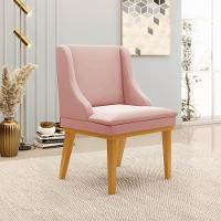 Kit 4 Cadeiras Estofadas Para Sala De Jantar Base Fixa De Madeira Castanho Lia Veludo Rosê - Ibiza - 2