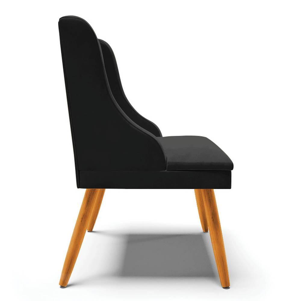 Kit 6 Cadeiras Estofadas Para Sala De Jantar Pés Palito Lia Veludo Preto - Ibiza - 6