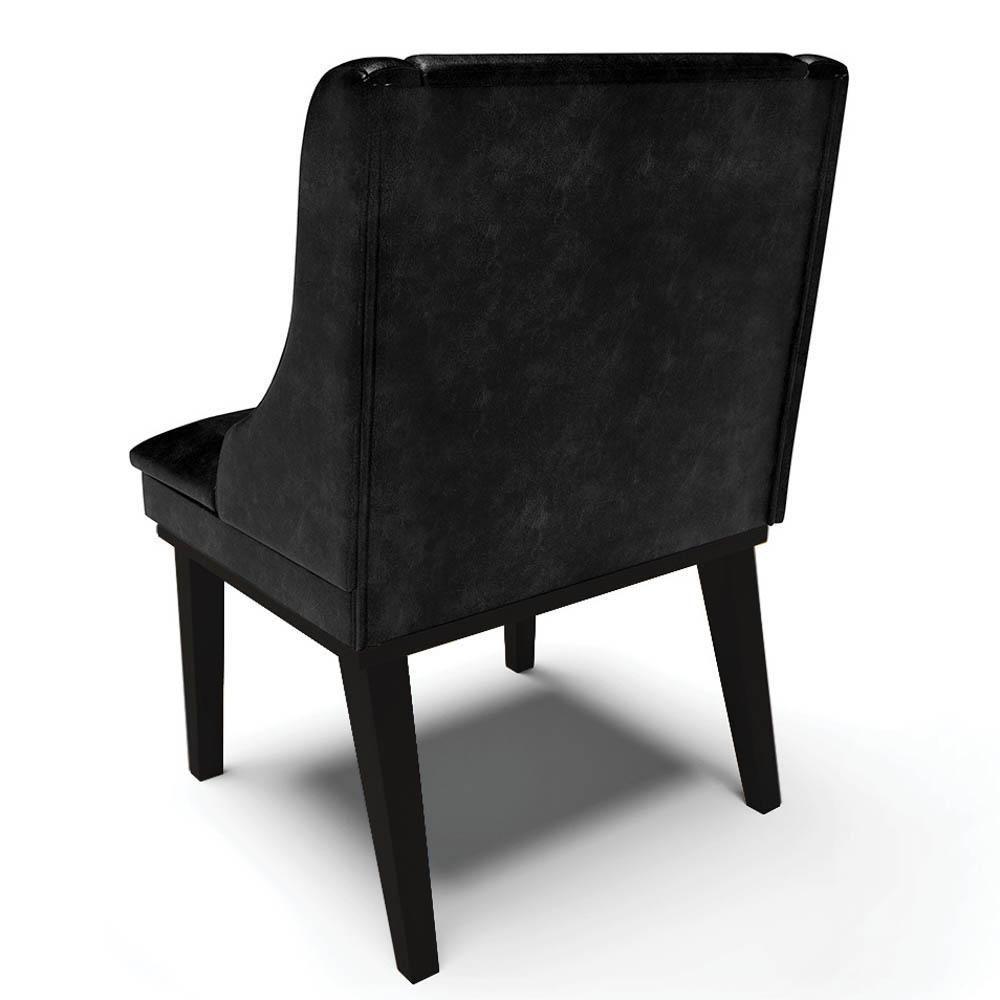 Kit 10 Cadeiras Estofadas Base Fixa De Madeira Preto Lia Sintético Premium Preto - Ibiza - 7