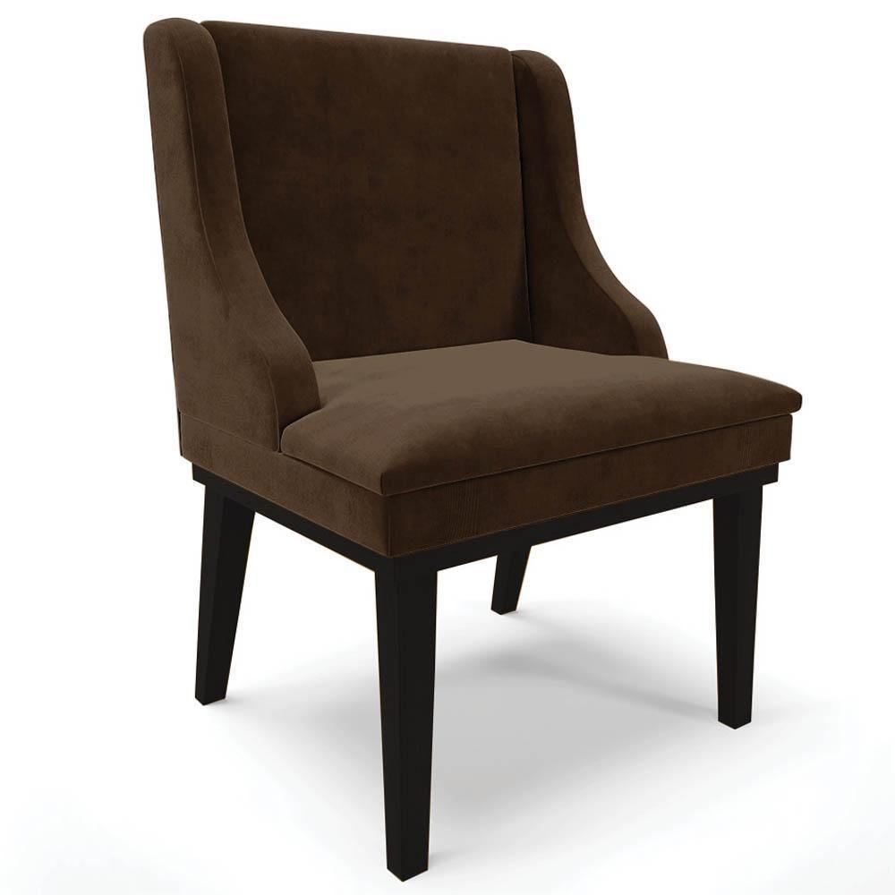 Kit 6 Cadeiras Estofadas Para Sala De Jantar Base Fixa De Madeira Preto Lia Suede Marrom - Ibiza - 9