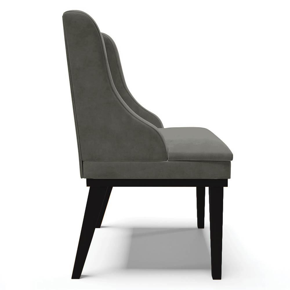 Kit 10 Cadeiras Estofadas Para Sala De Jantar Base Fixa De Madeira Preto Lia Suede Grafite - Ibiza - 6