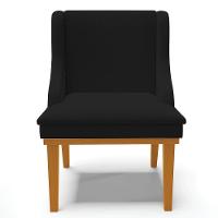 Kit 6 Cadeiras Estofadas Para Sala De Jantar Base Fixa De Madeira Castanho Lia Linho Preto - Ibiza - 7