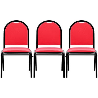 Kit 3 Cadeiras Hoteleiras Auditório Empilhável Sintético M23 Vermelho - Mpozenato