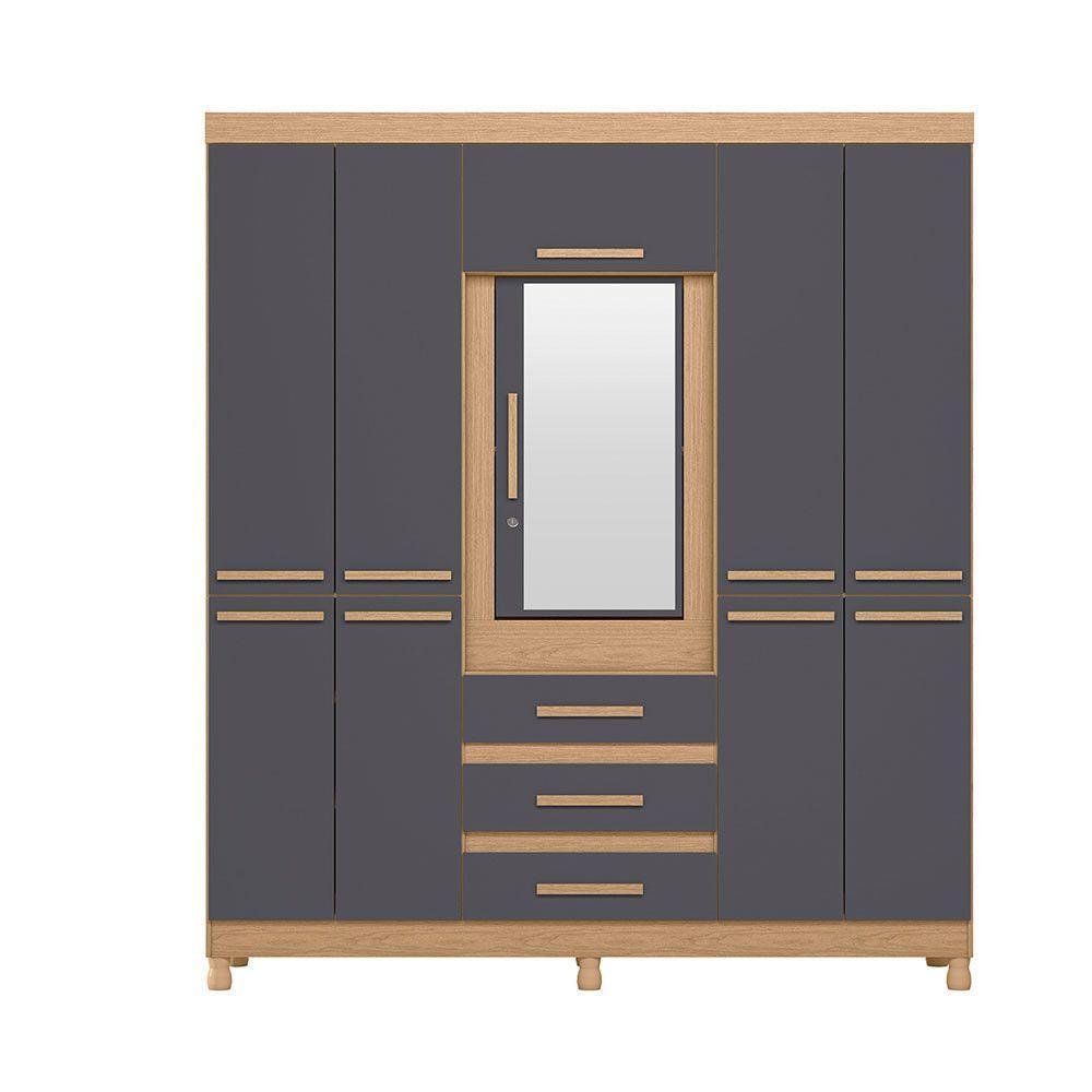 Guarda Roupa Fusion Casal Porta Basculante Espelho Albatroz Freijó/titanium - 3