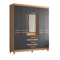 Guarda Roupa Fusion Casal Porta Basculante Espelho Albatroz Freijó/titanium - 1