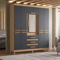 Guarda Roupa Fusion Casal Porta Basculante Espelho Albatroz Freijó/titanium - 2