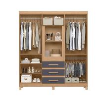 Guarda Roupa Fusion Casal Porta Basculante Espelho Albatroz Freijó/titanium