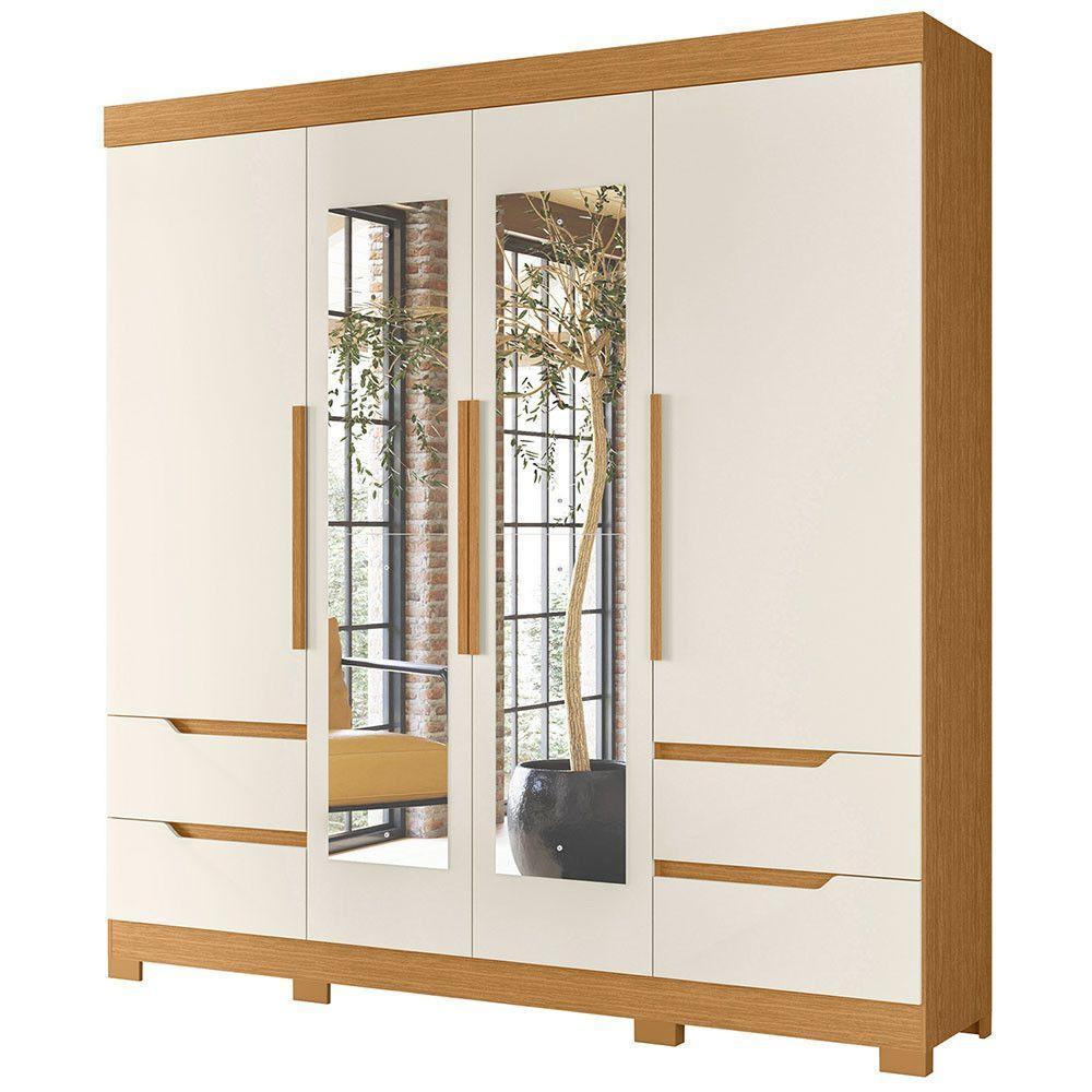 Guarda Roupa Vivacce Com Espelho E 4 Portas Albatroz Cinamomo/off White (flex) - 1