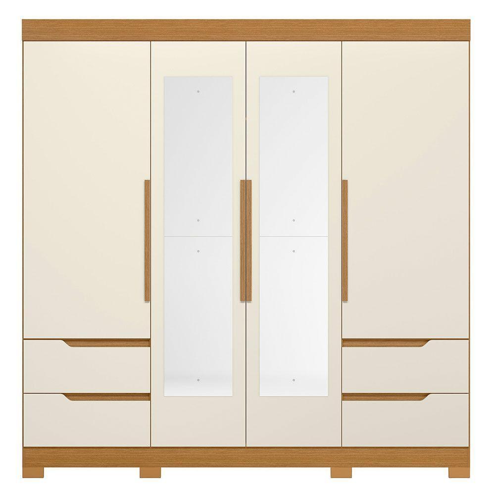Guarda Roupa Vivacce Com Espelho E 4 Portas Albatroz Cinamomo/off White (flex) - 3
