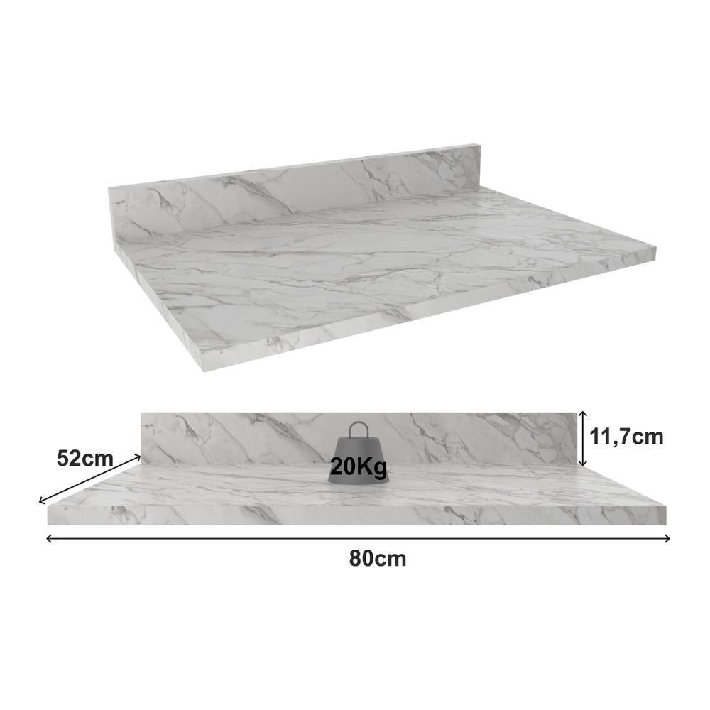 Tampo Mdp 25mm Para Balcão De Cozinha 80cm Multimóveis Cr20418 Mármore Branco Mármore Branco - 2