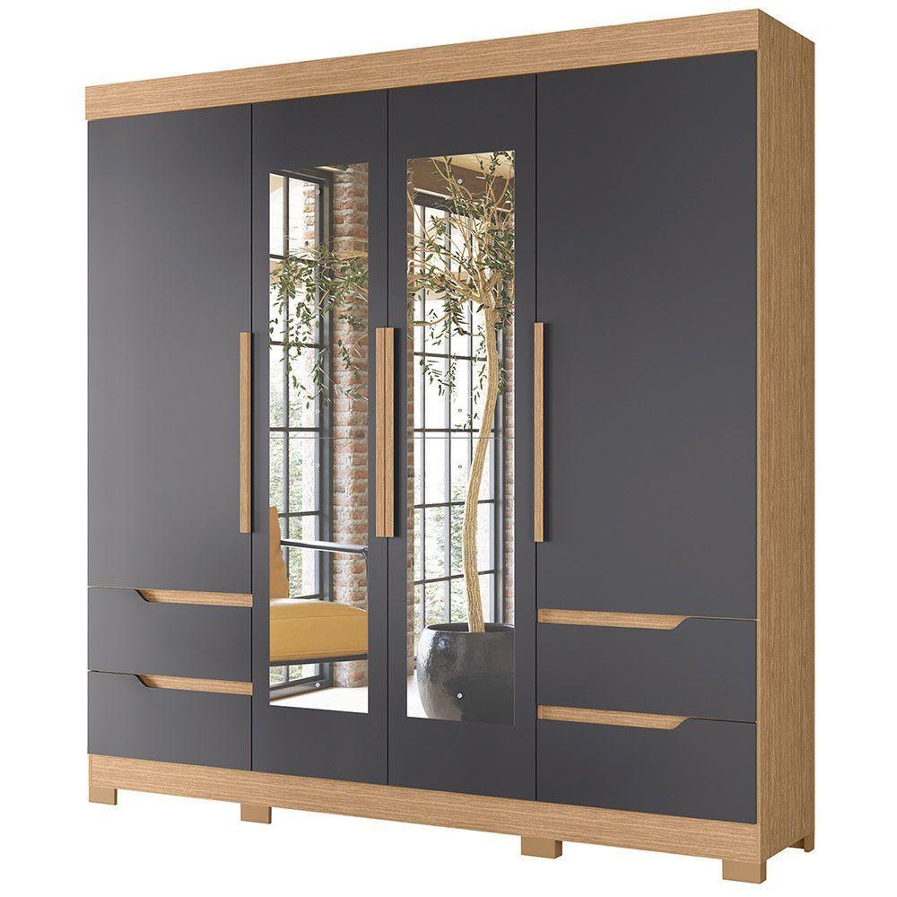 Guarda Roupa Vivacce Com Espelho E 4 Portas Albatroz Freijó/titanium - 1