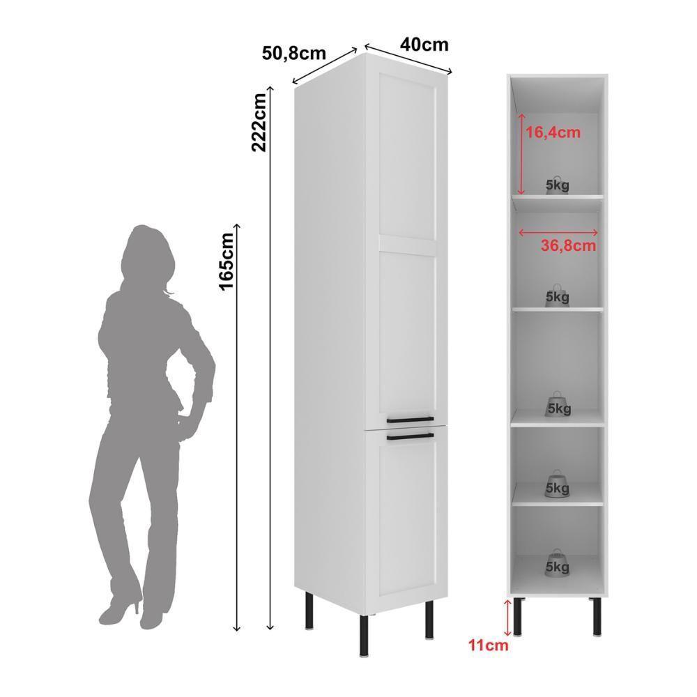 Armário De Cozinha Paneleiro Em Mdf Com 2 Portas 40cm Multimóveis Cr20440 Branco - 4