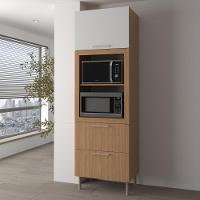 Paneleiro Torre Quente Para Forno Micro-ondas 1 Porta 2 Gavetas 80cm Multimóveis Cr20443 Freijó Branco - 1