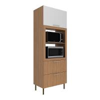 Paneleiro Torre Quente Para Forno Micro-ondas 1 Porta 2 Gavetas 80cm Multimóveis Cr20443 Freijó Branco - 2