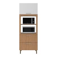 Paneleiro Torre Quente Para Forno Micro-ondas 1 Porta 2 Gavetas 80cm Multimóveis Cr20443 Freijó Branco - 6