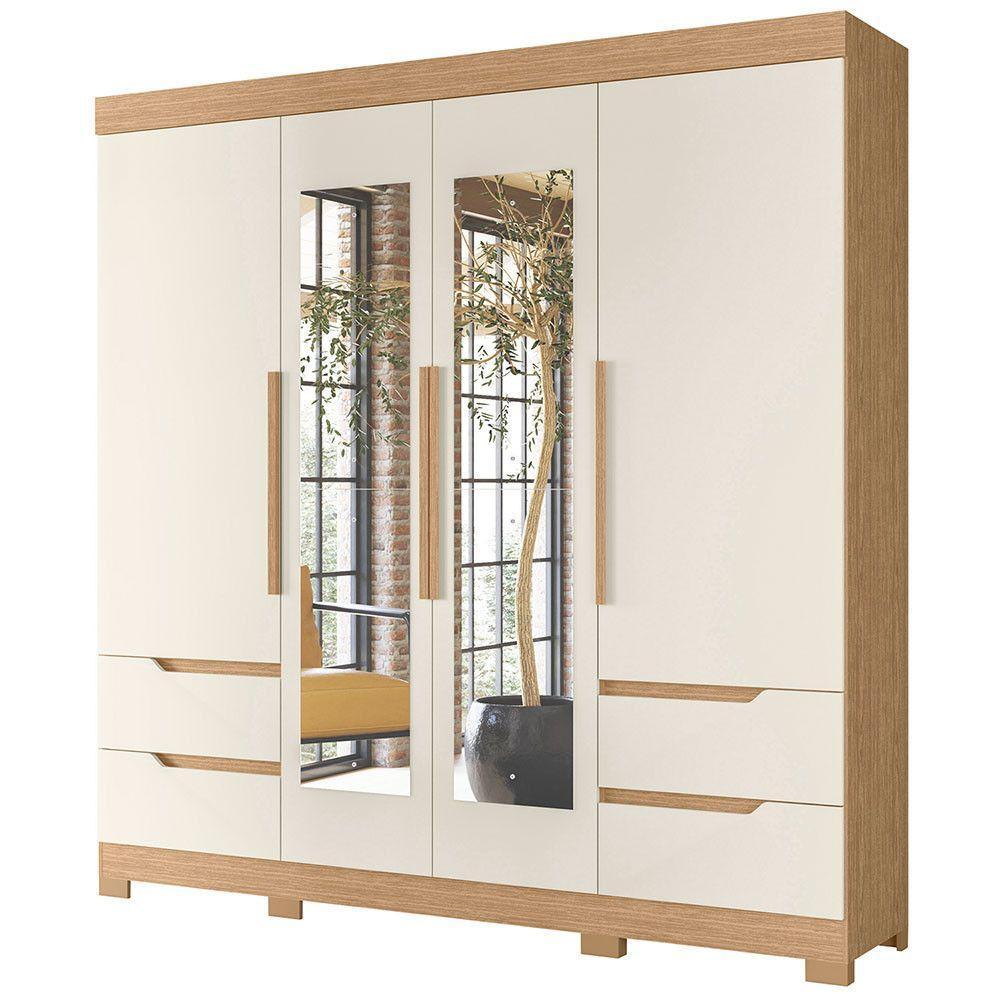 Guarda Roupa Vivacce Com Espelho E 4 Portas Albatroz Freijo/off White - 1