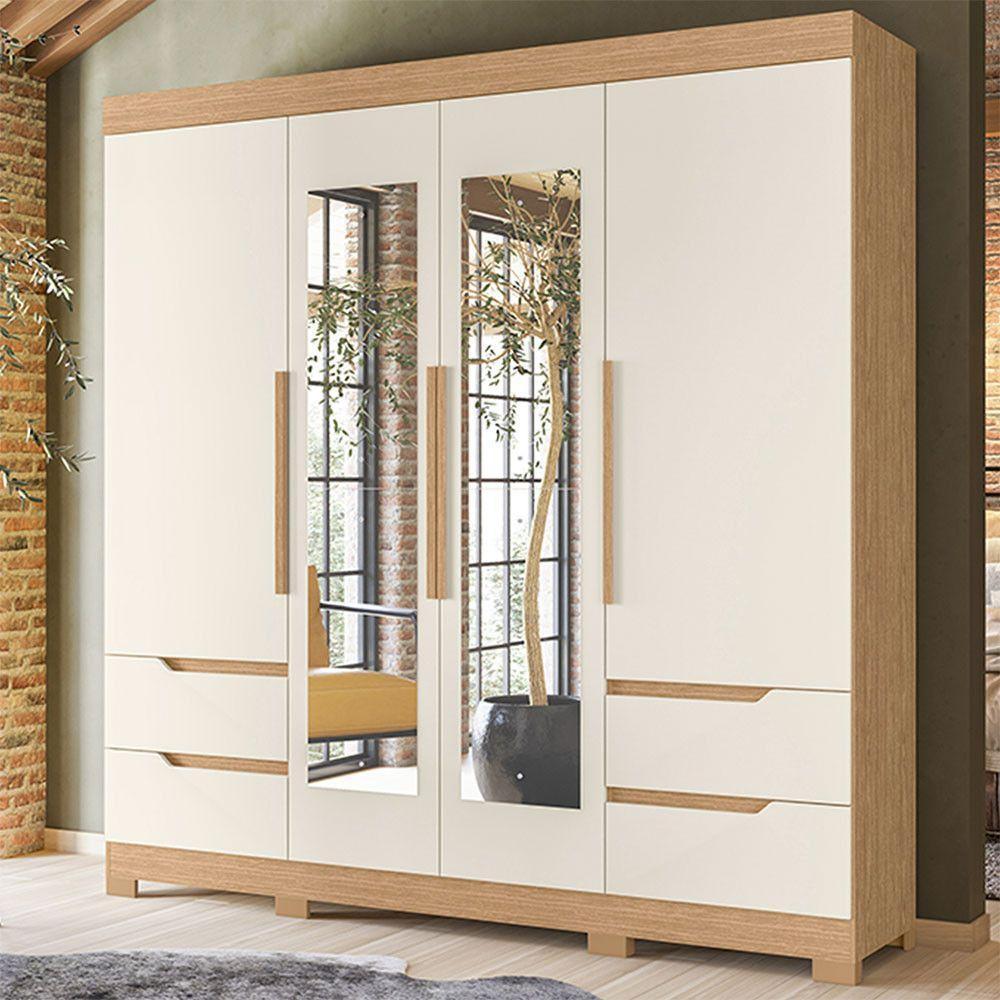 Guarda Roupa Vivacce Com Espelho E 4 Portas Albatroz Freijo/off White - 2