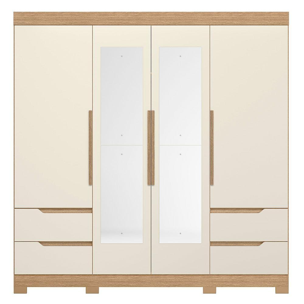 Guarda Roupa Vivacce Com Espelho E 4 Portas Albatroz Freijo/off White - 3
