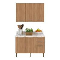 Cozinha Compacta Com Armário E Balcão Com Tampo 120cm Multimóveis Cr20447 Freijó Mármore Branco - 5