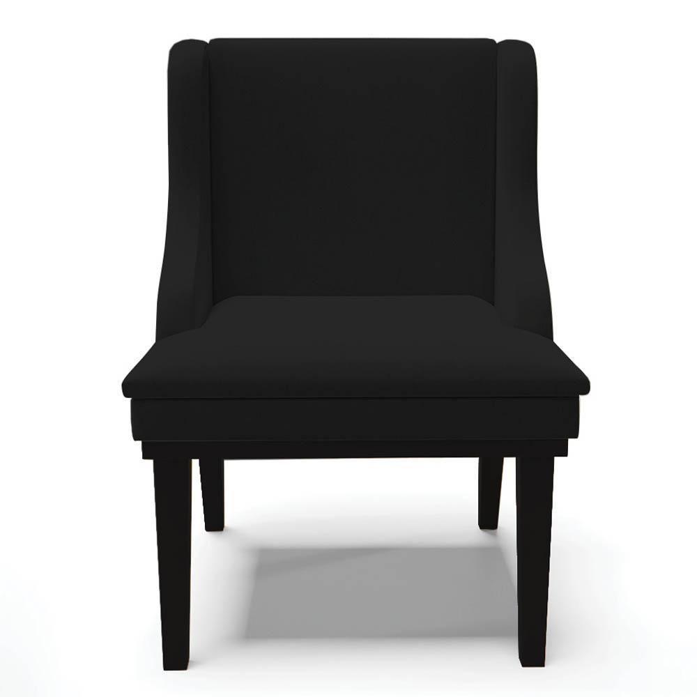 Kit 4 Cadeiras Estofadas Para Sala De Jantar Base Fixa De Madeira Preto Lia Linho Preto - Ibiza - 7