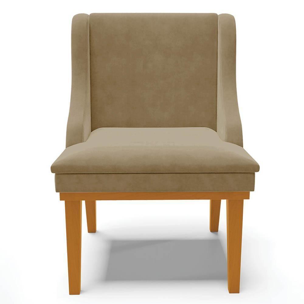 Kit 2 Cadeiras Estofadas Para Sala De Jantar Base Fixa De Madeira Castanho Lia Suede Marrom Rt - Ibiza - 8