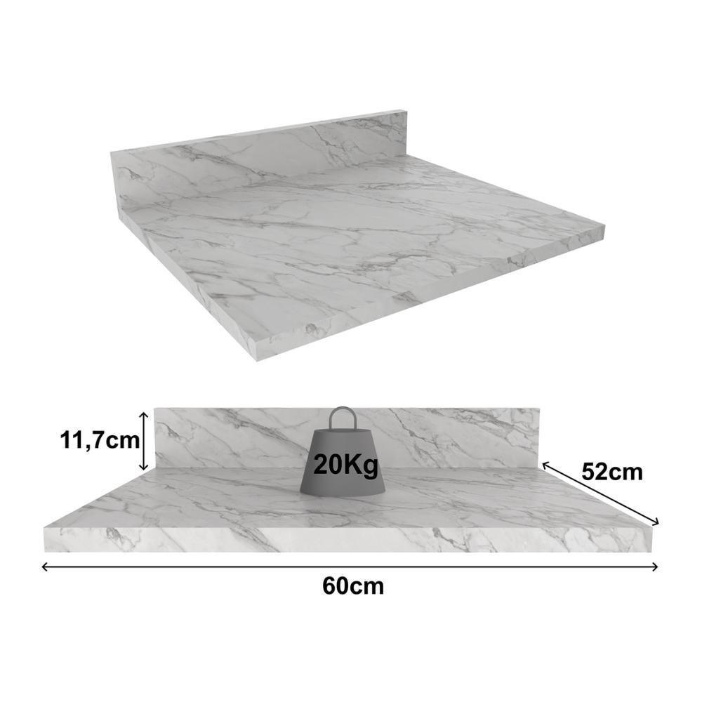Tampo Mdp 25mm Para Balcão De Cozinha 60cm Multimóveis Cr20427 Mármore Branco Mármore Branco - 2