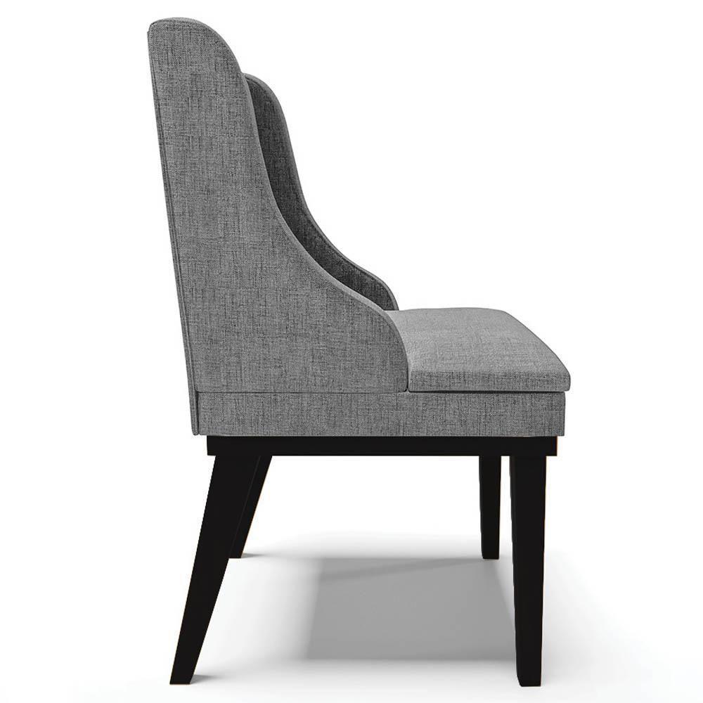 Kit 2 Cadeiras Estofadas Para Sala De Jantar Base Fixa De Madeira Preto Lia Linho Grafite - Ibiza - 6