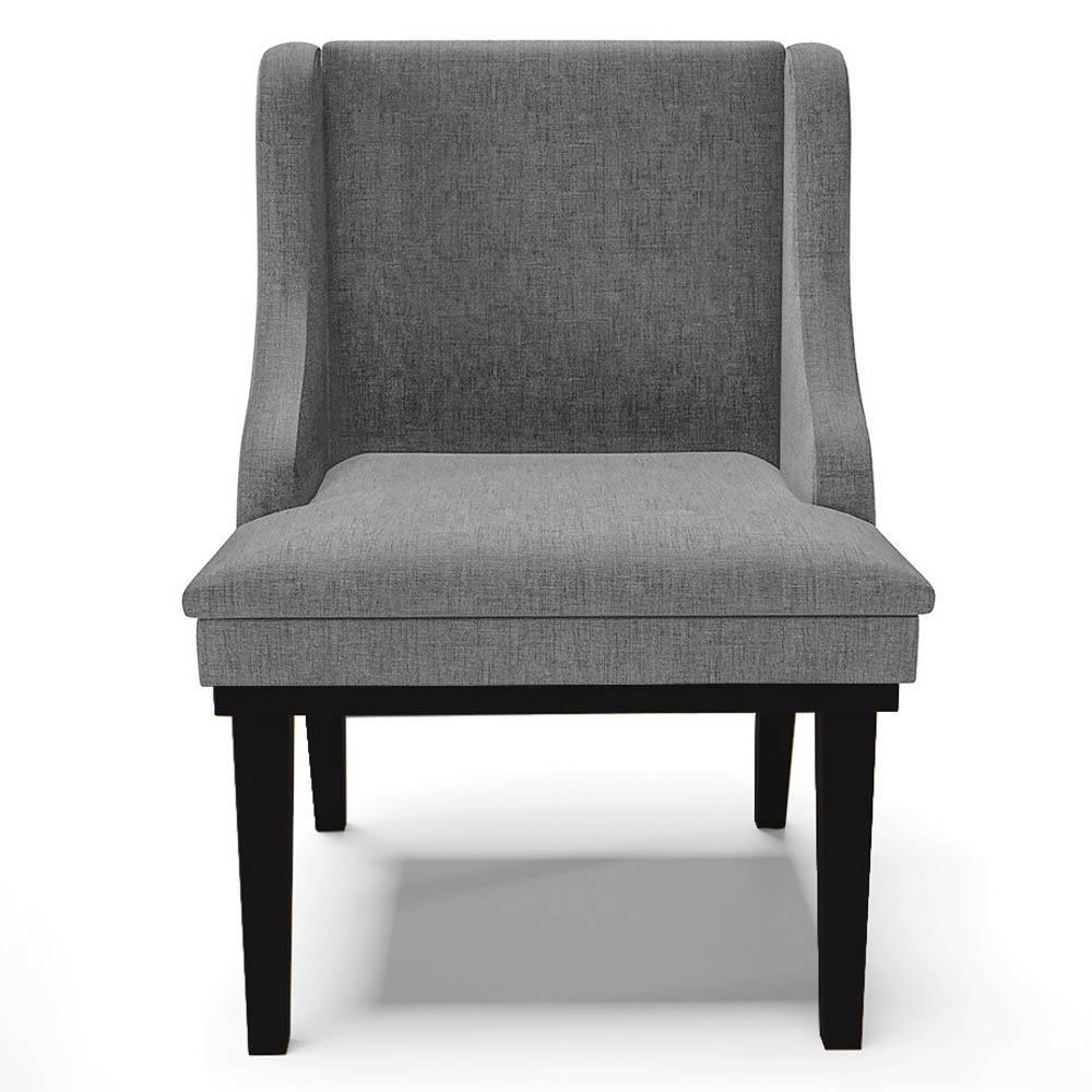 Kit 2 Cadeiras Estofadas Para Sala De Jantar Base Fixa De Madeira Preto Lia Linho Grafite - Ibiza - 8