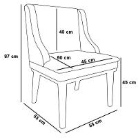 Kit 2 Cadeiras Estofadas Para Sala De Jantar Base Fixa De Madeira Preto Lia Linho Grafite - Ibiza