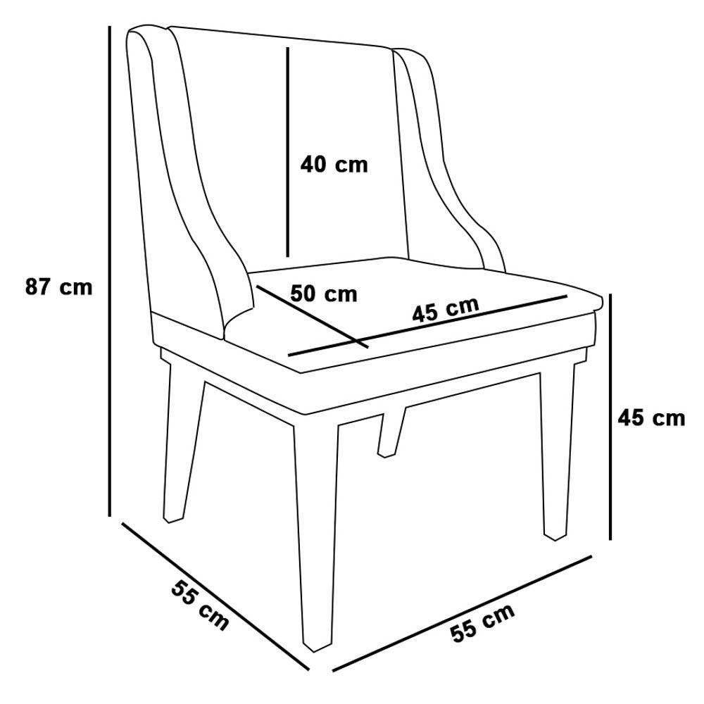 Kit 10 Cadeiras Estofadas Base Fixa De Madeira Castanho Lia Sintético Premium Nozes - Ibiza - 4
