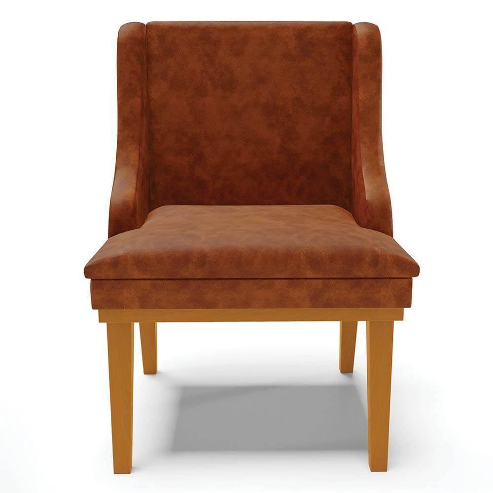 Kit 10 Cadeiras Estofadas Base Fixa De Madeira Castanho Lia Sintético Premium Nozes - Ibiza - 8