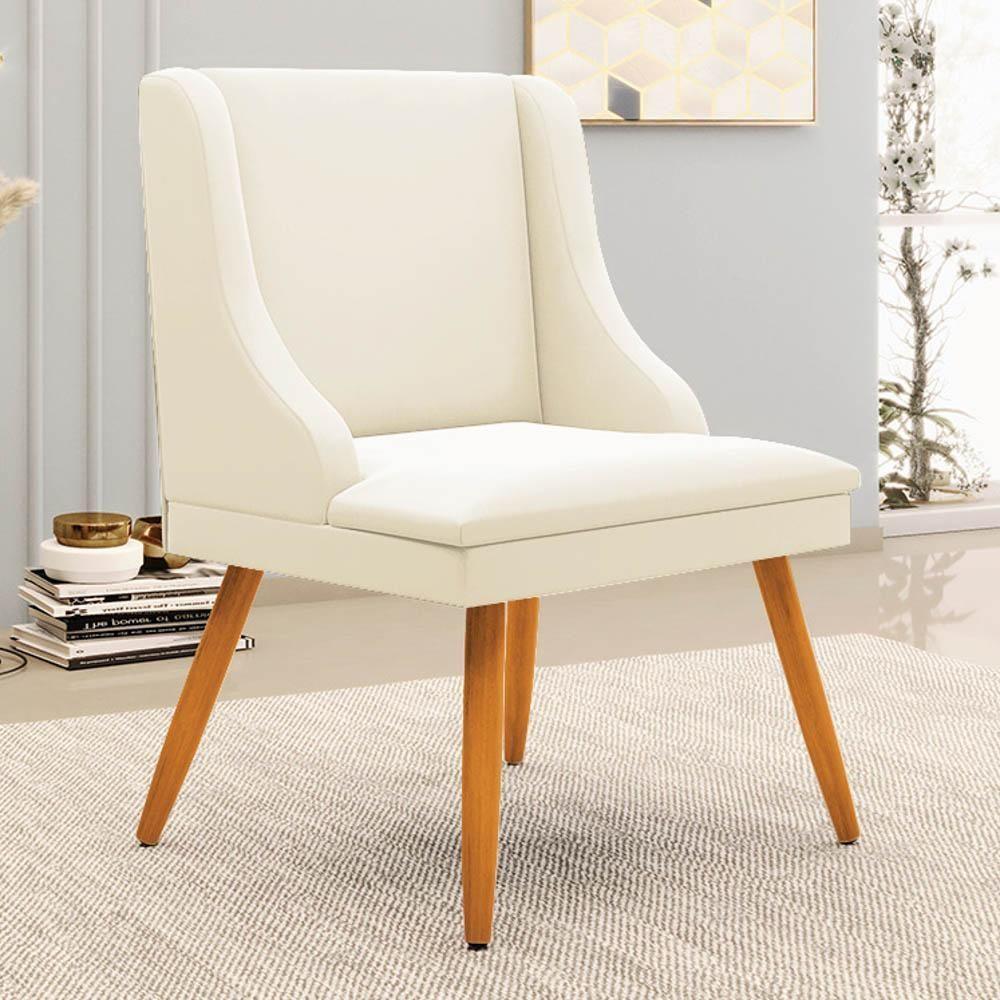 Kit 6 Cadeiras Estofadas Para Sala De Jantar Pés Palito Lia Veludo Bege - Ibiza - 2