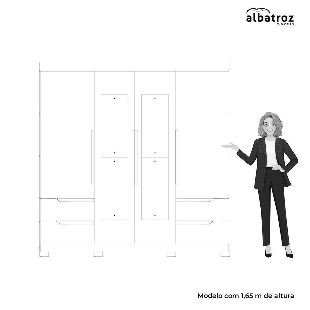 Guarda Roupa Vivacce 4 Portas E 4 Gavetas Albatroz Cinamomo/off White (flex) - 7