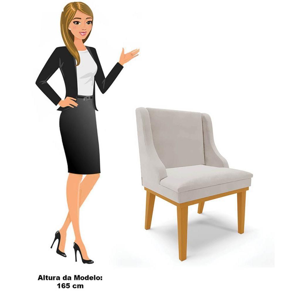 Kit 10 Cadeiras Estofadas Para Sala De Jantar Base Fixa De Madeira Castanho Lia Veludo Cinza - Ibiza - 5