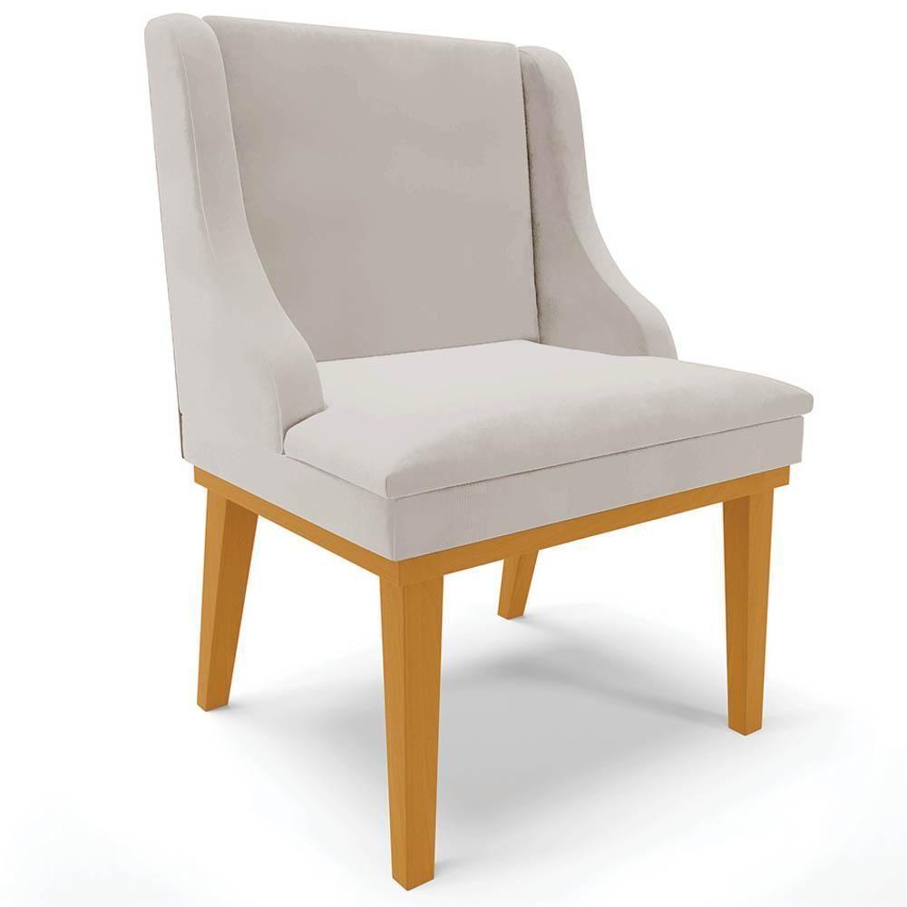 Kit 10 Cadeiras Estofadas Para Sala De Jantar Base Fixa De Madeira Castanho Lia Veludo Cinza - Ibiza - 9