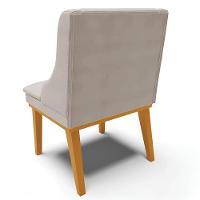 Kit 10 Cadeiras Estofadas Para Sala De Jantar Base Fixa De Madeira Castanho Lia Veludo Cinza - Ibiza - 7