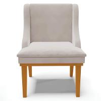 Kit 10 Cadeiras Estofadas Para Sala De Jantar Base Fixa De Madeira Castanho Lia Veludo Cinza - Ibiza - 8