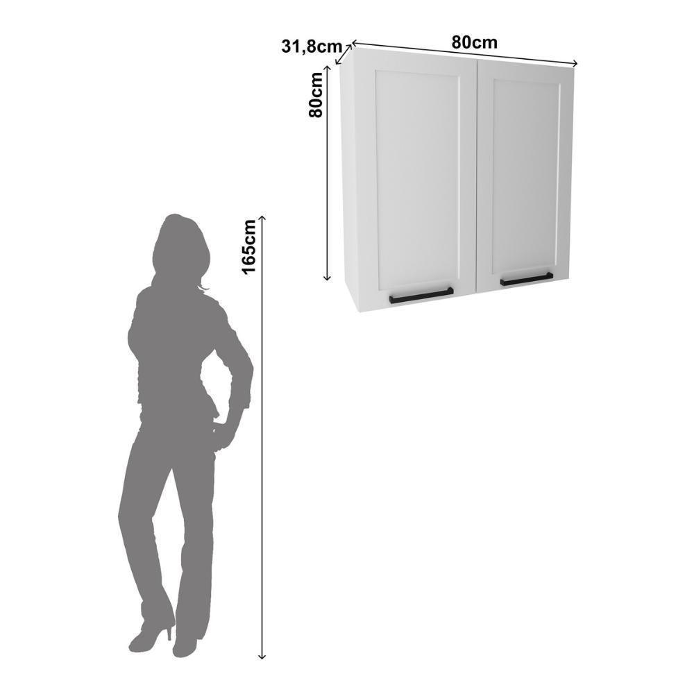 Armário De Cozinha Aéreo Em Mdf Com 2 Portas 80cm Multimóveis Cr20431 Branco - 3