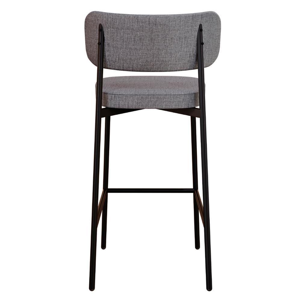 Banqueta Alta Bar Estofada Kit 2 Ella M25 Linho Cinza-preto - Mpozenato - 6