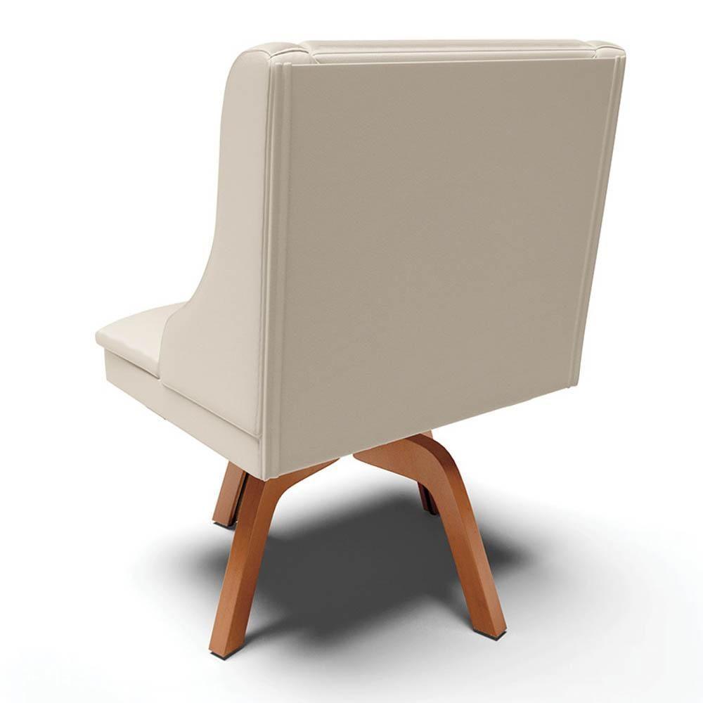 Kit 2 Cadeiras Estofadas Para Sala De Jantar Base Giratória De Madeira Lia Sintético Bege - Ibiza - 7