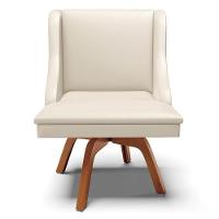 Kit 2 Cadeiras Estofadas Para Sala De Jantar Base Giratória De Madeira Lia Sintético Bege - Ibiza - 8