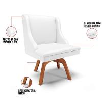 Kit 4 Cadeiras Estofadas Para Sala De Jantar Base Giratória De Madeira Lia Sintético Branco - Ibiza - 3