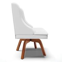 Kit 4 Cadeiras Estofadas Para Sala De Jantar Base Giratória De Madeira Lia Sintético Branco - Ibiza - 6