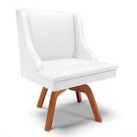 Kit 4 Cadeiras Estofadas Para Sala De Jantar Base Giratória De Madeira Lia Sintético Branco - Ibiza - 9